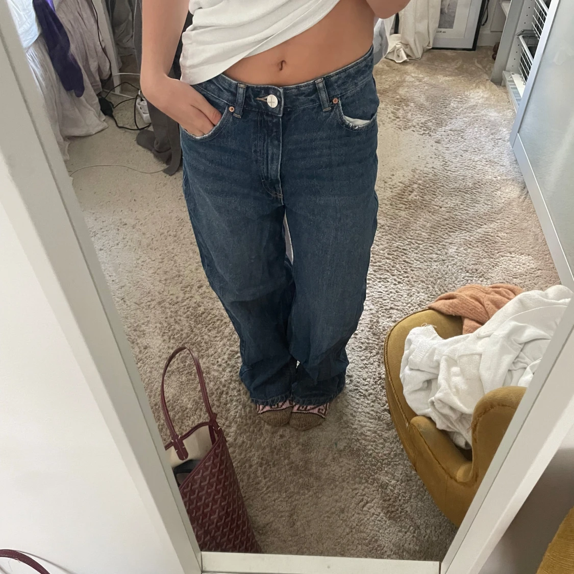 Blå jeans med hög midja