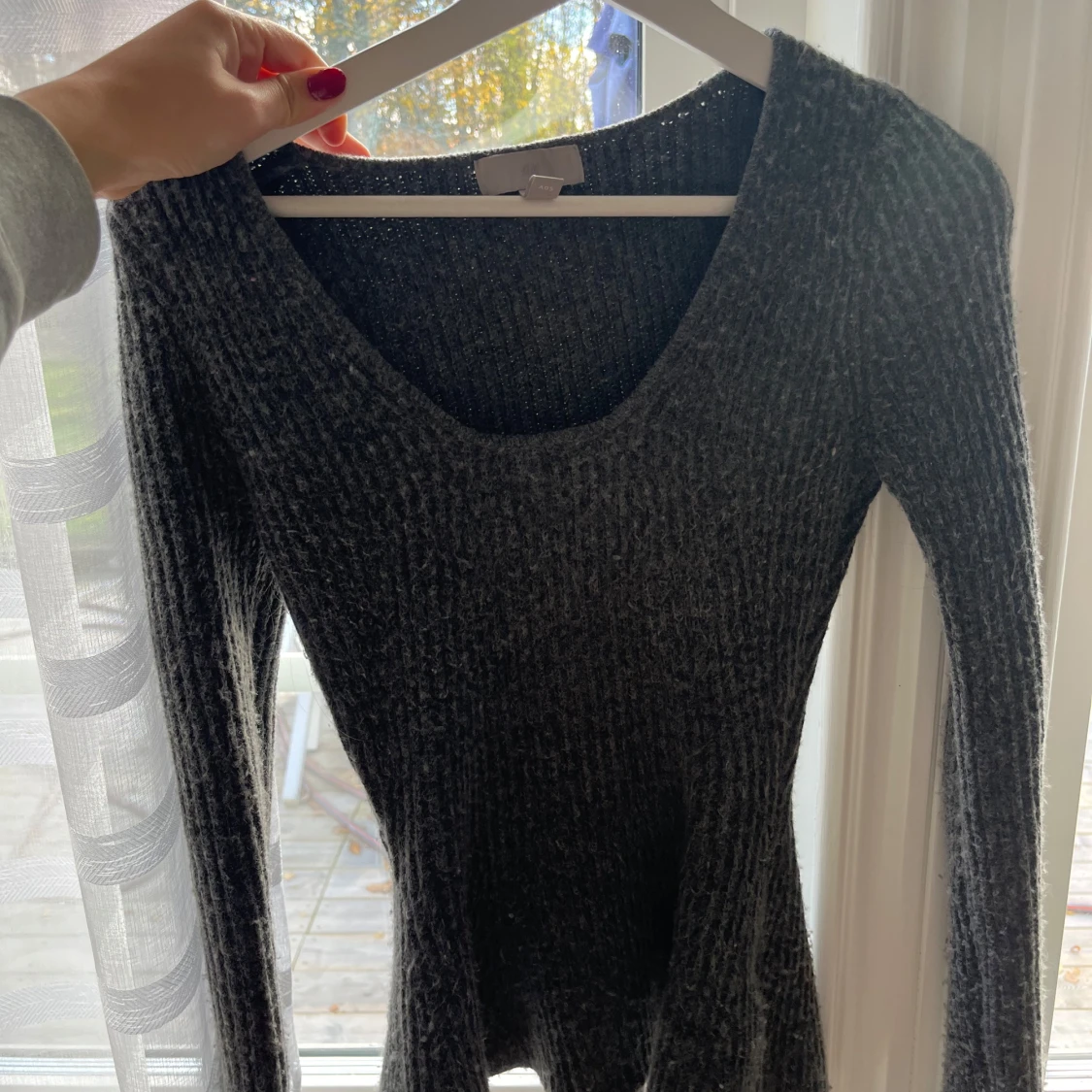 grå stickad babydoll top - 90