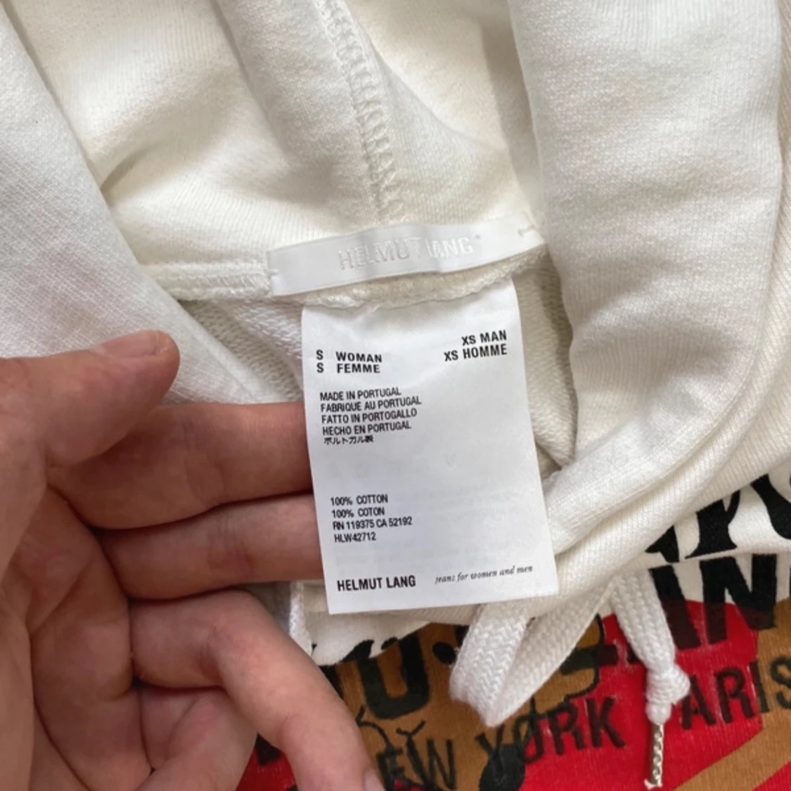 Vit hoodie från Helmut Lang med tryck - 91