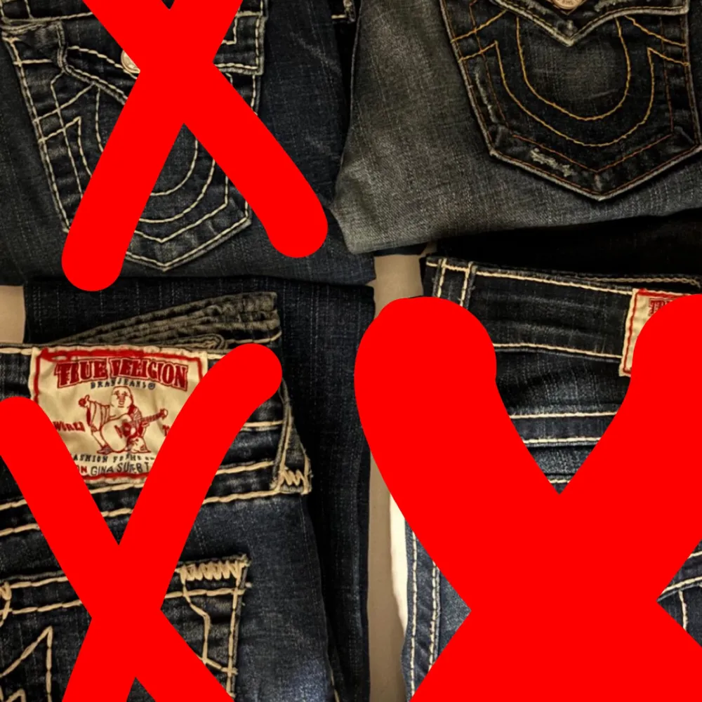 Hej! Säljer mina fina true religions bootcut och low waist:) storlek w28 - w27 . Jeans & Byxor.