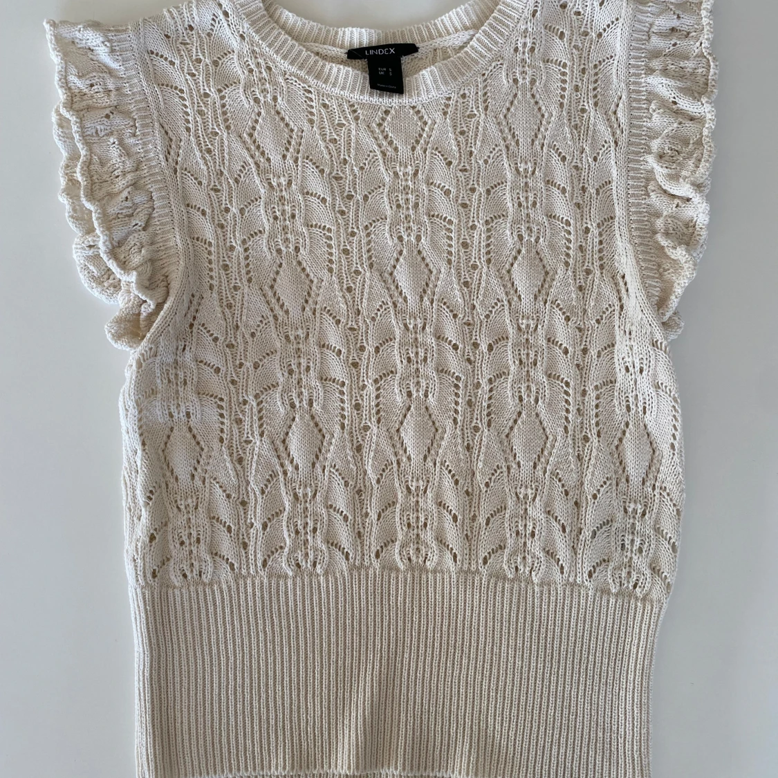 Superfin beige stickad blus 