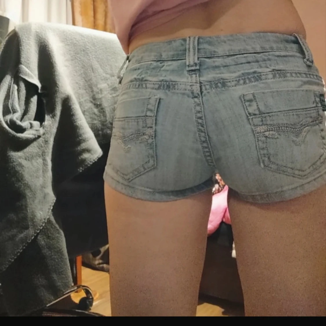 Blå jeansshorts lågmidjade korta - 90