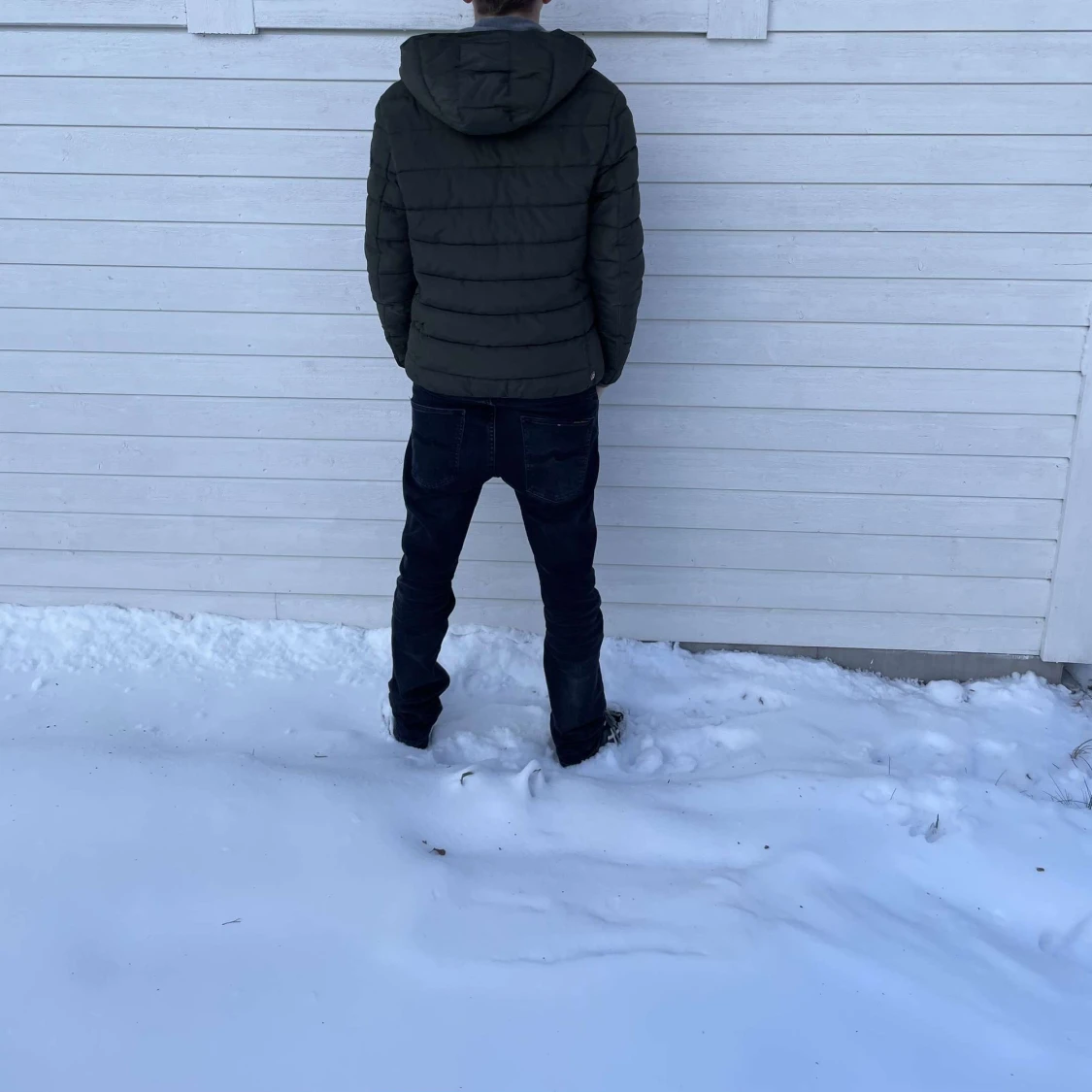 Grön pufferjacka med huva - 92