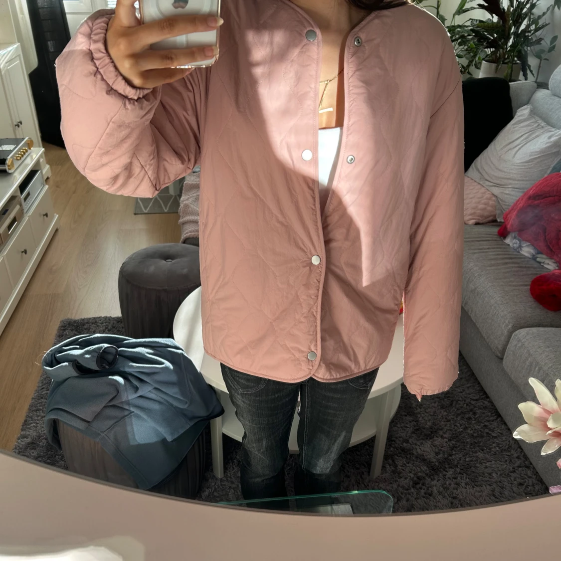 Rosa teddyjacka med quiltad insida - 91