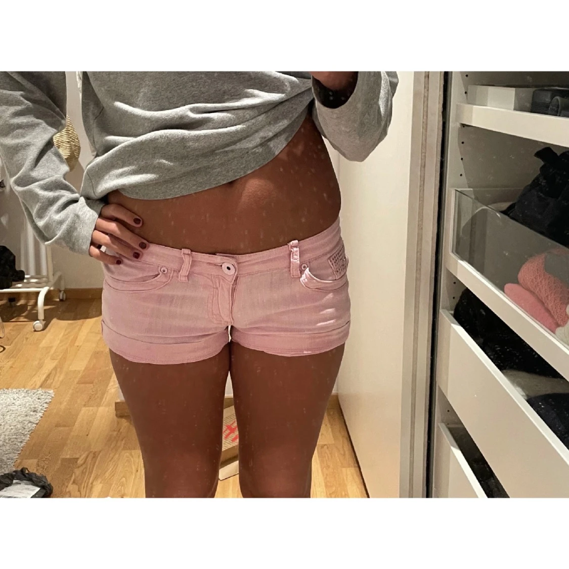 Lågmidjade jeansshorts 