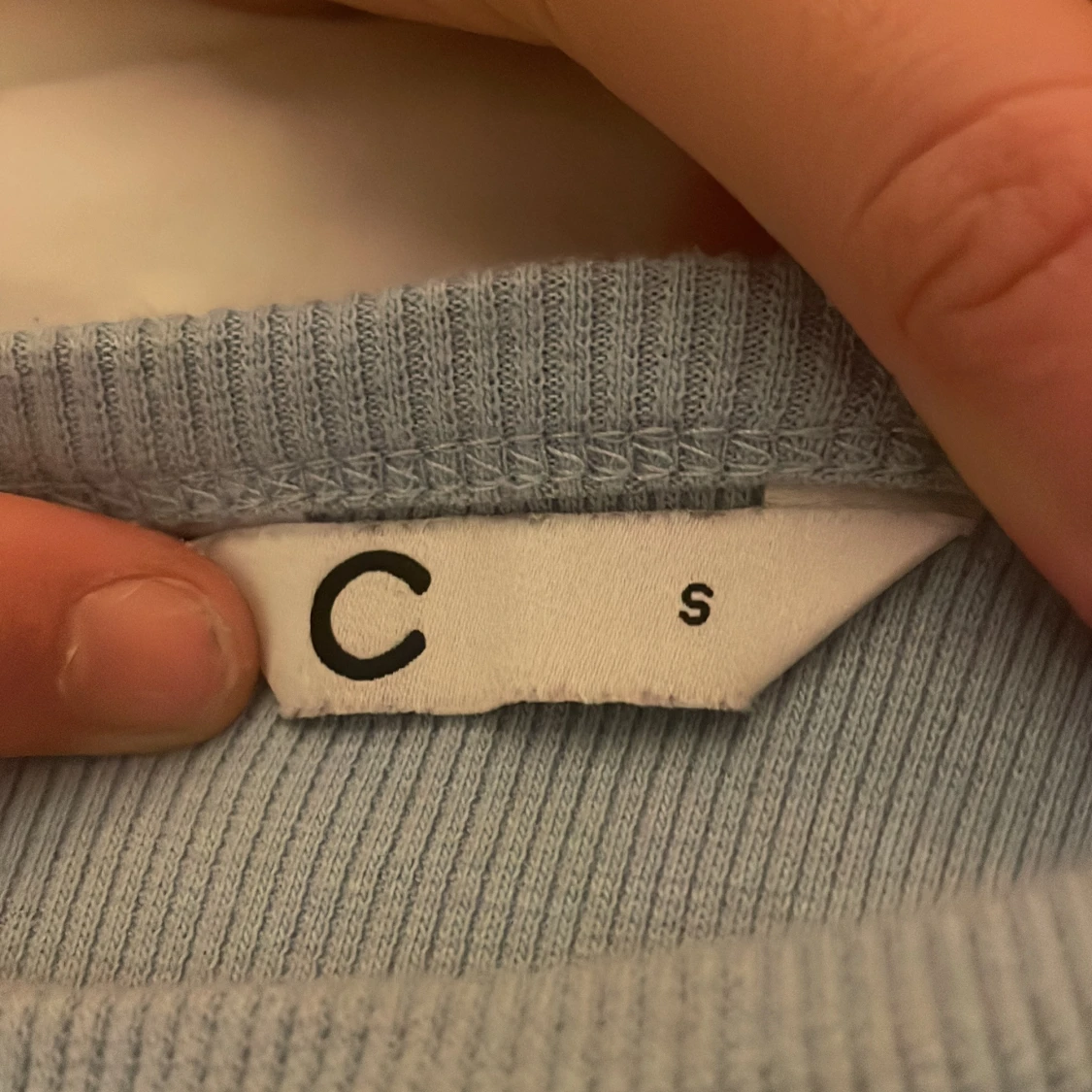 Ljusblå ribbad linnetopp - 90