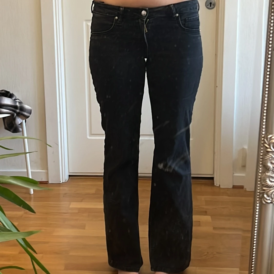 Svarta lågmidjade bootcut jeans - 90