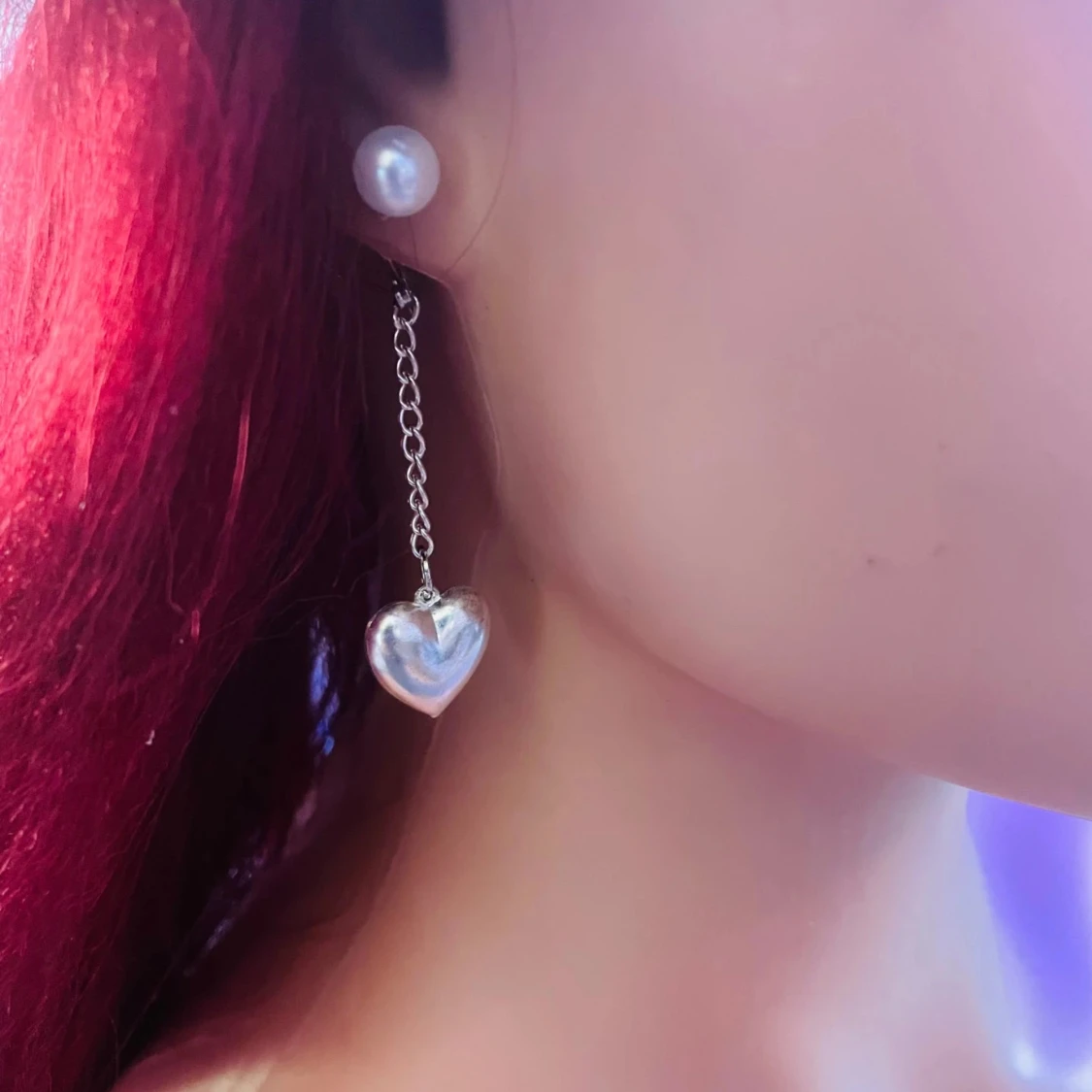 By prisförslag- 1 st Silverörhängen med hjärta och pärldetalj - 1