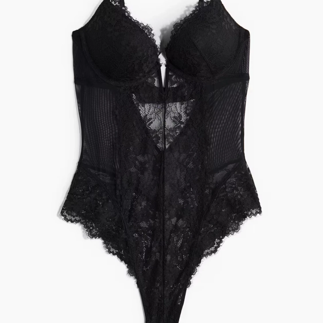 Svart spets body från hm