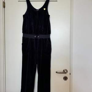 Navy velvet jumpsuit, with waistband and pockets. Lightly used.