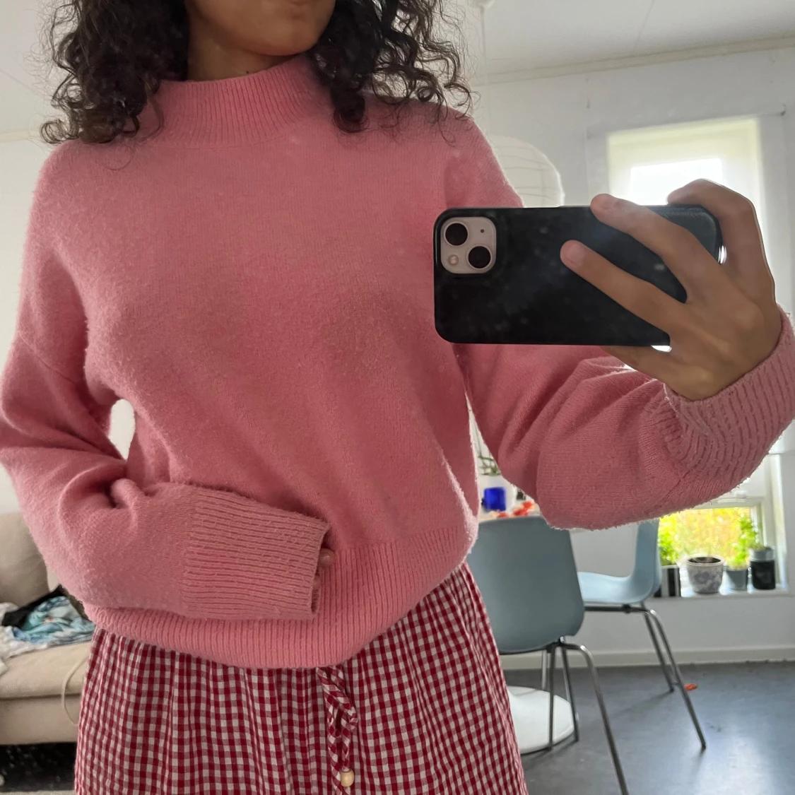 Rosa stickad tröja - 90