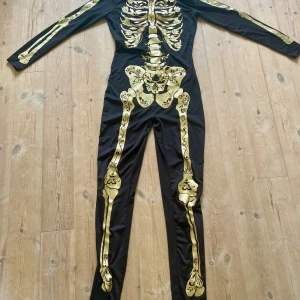 Halloween jumpsuit - Otroligt fin halloween åtsittande jumpsuit med skimrande gulddetaljer på framsidan och armarna. Använd två gånger. Möjligtvis en aning nopprig. Slutsåld på HM. 
