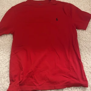 Röd t-shirt från Ralph Lauren - Röd t-shirt från Ralph Lauren med det klassiska märket på bröstet. Tröjan är i storlek M i barn storlek. Tröjan är i nyskick. 
