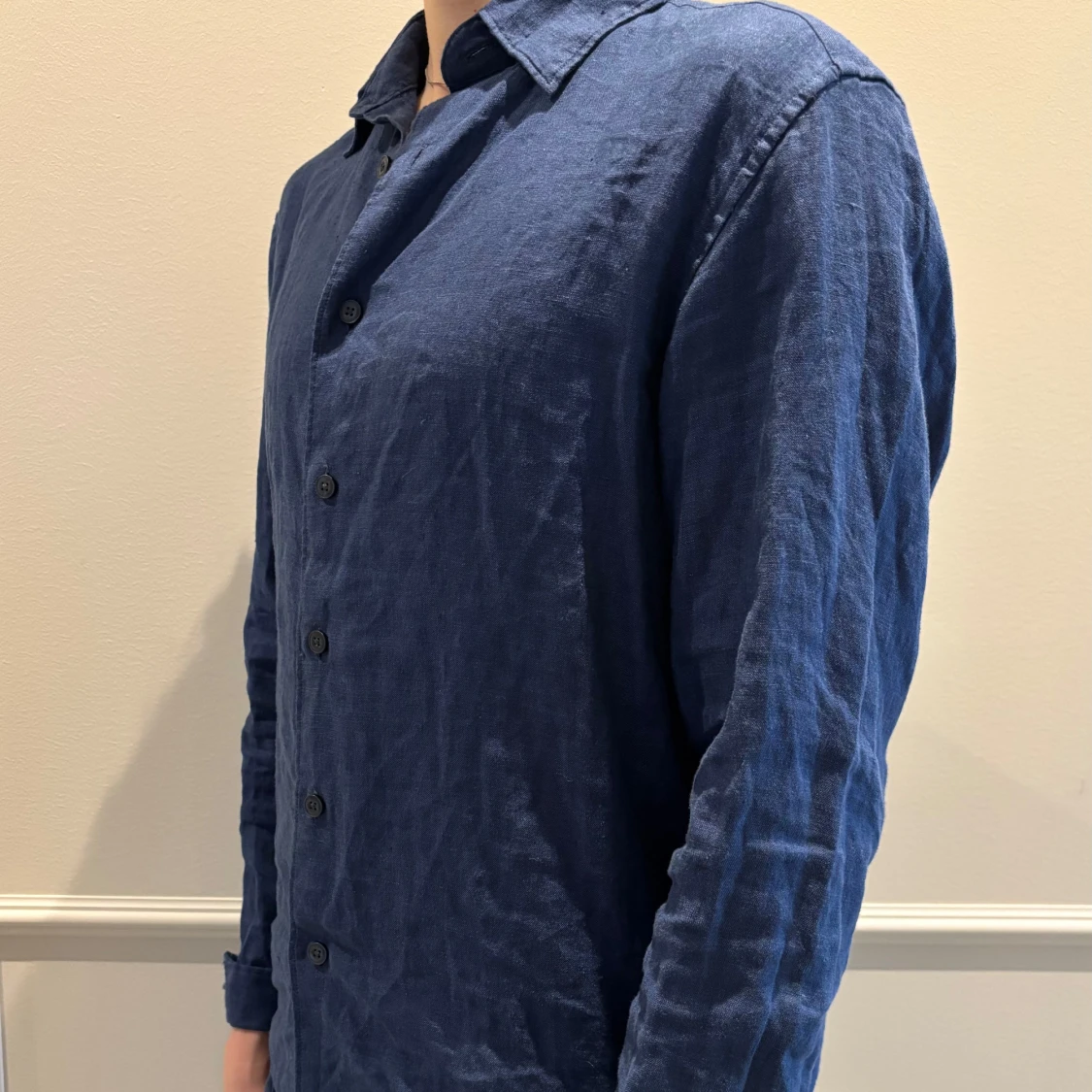 Blå linneskjorta - 90