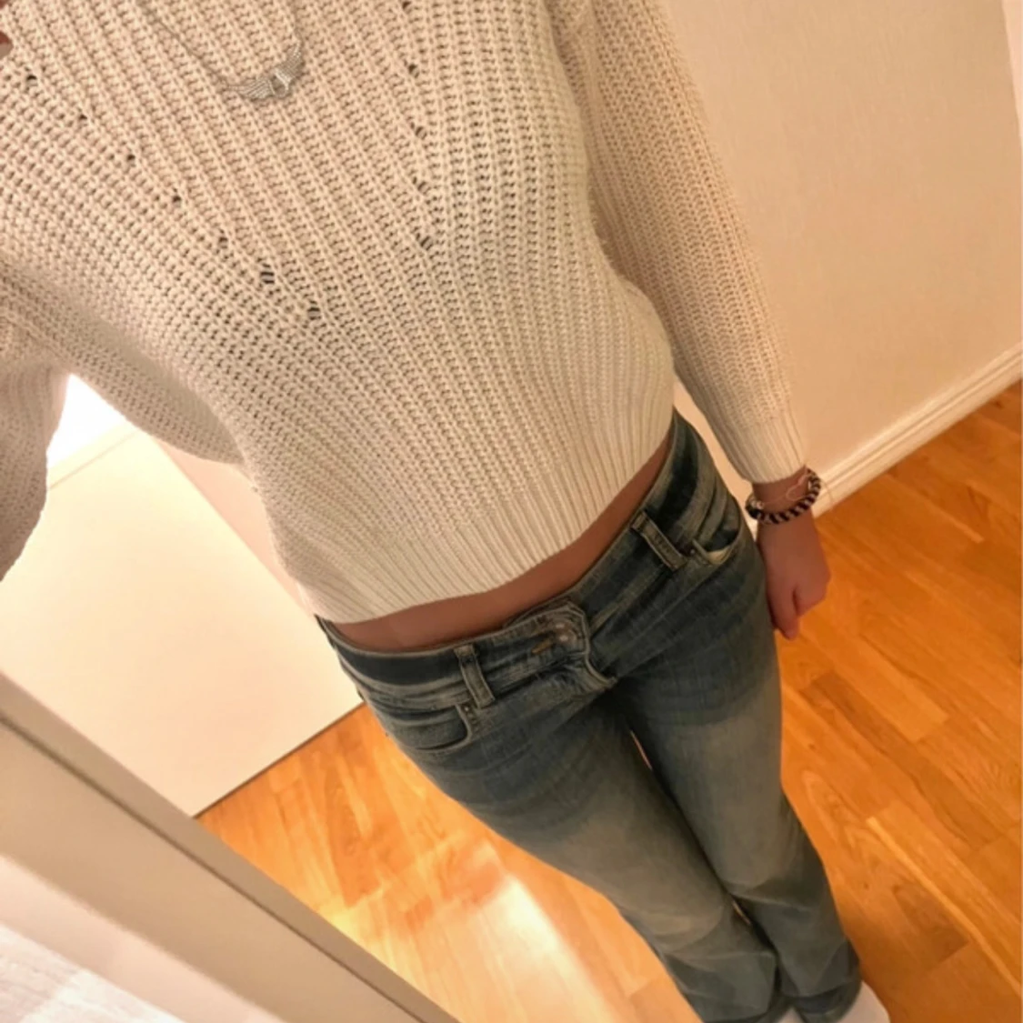 Vit stickad tröja  - 90