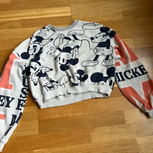 Musse pigg tröja  - Musse pigg tröja som kommer från H&M. Den har ett litet håll på ryggen.(Man kan se hållet på bilden.) Men annars väldigt fin.   Om du vill ha fler bilder är det bara att säga till!