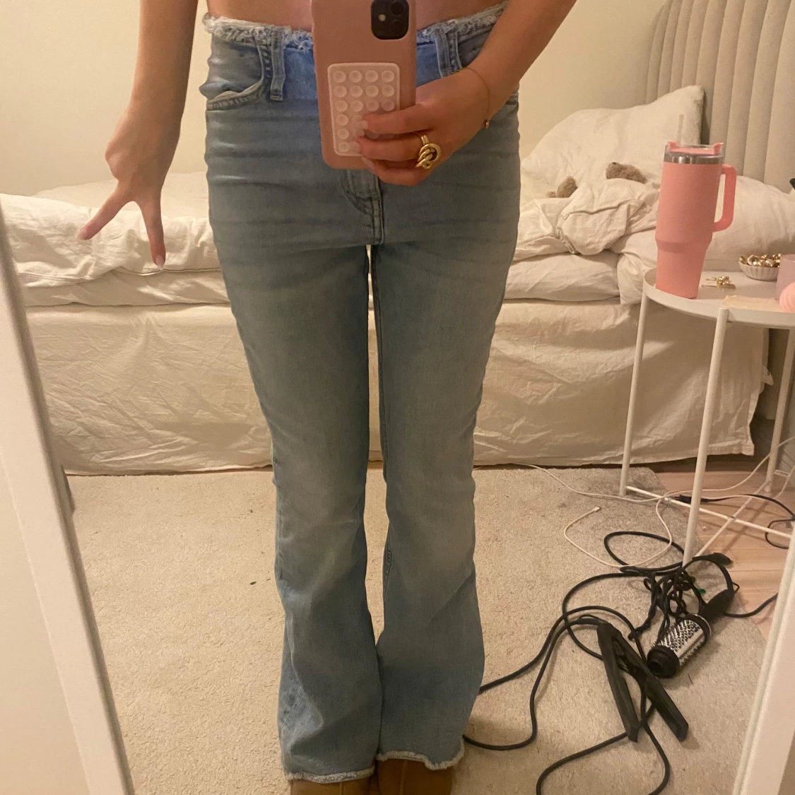 Ljusblå bootcut jeans - 1