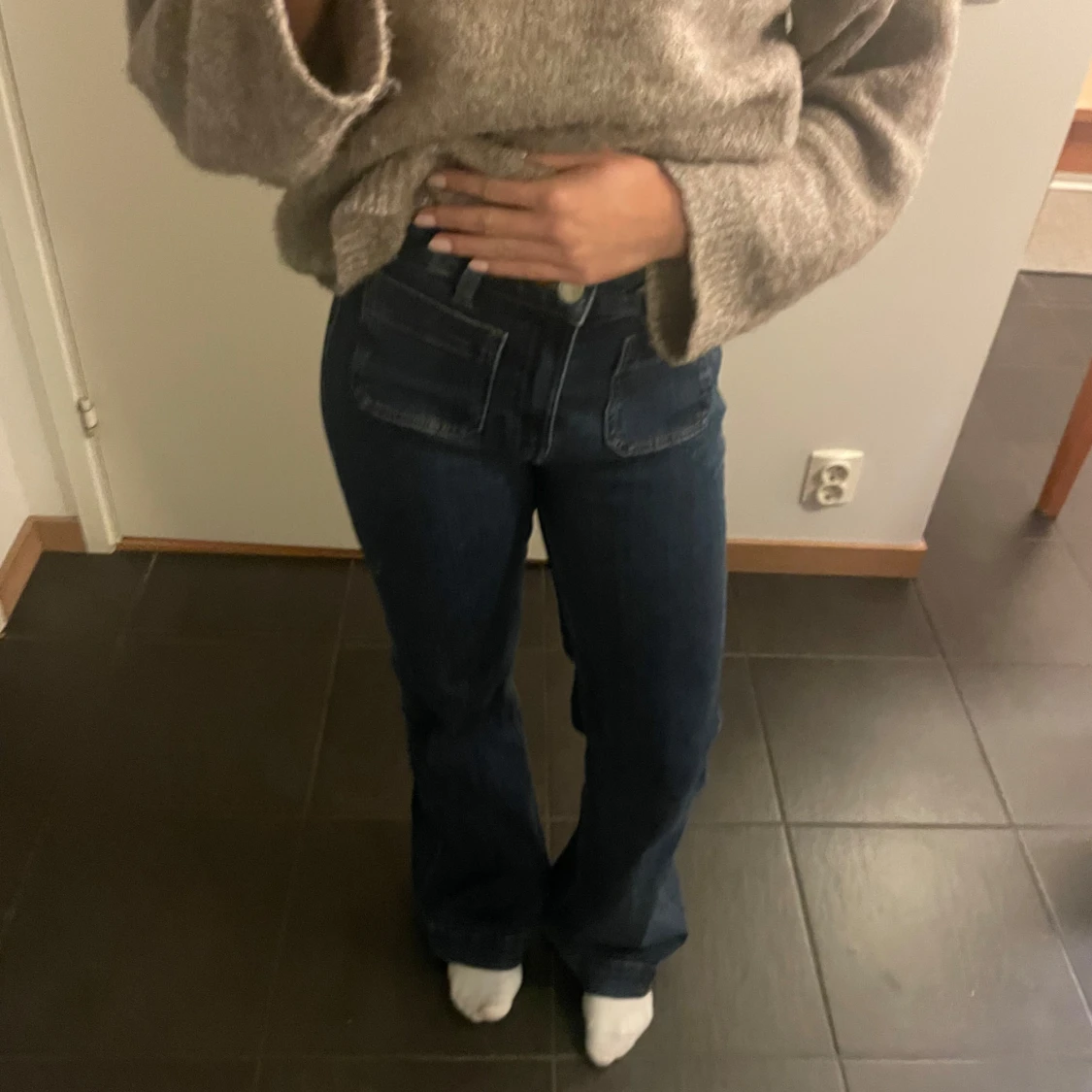 Mörkblå bootcut jeans - 2