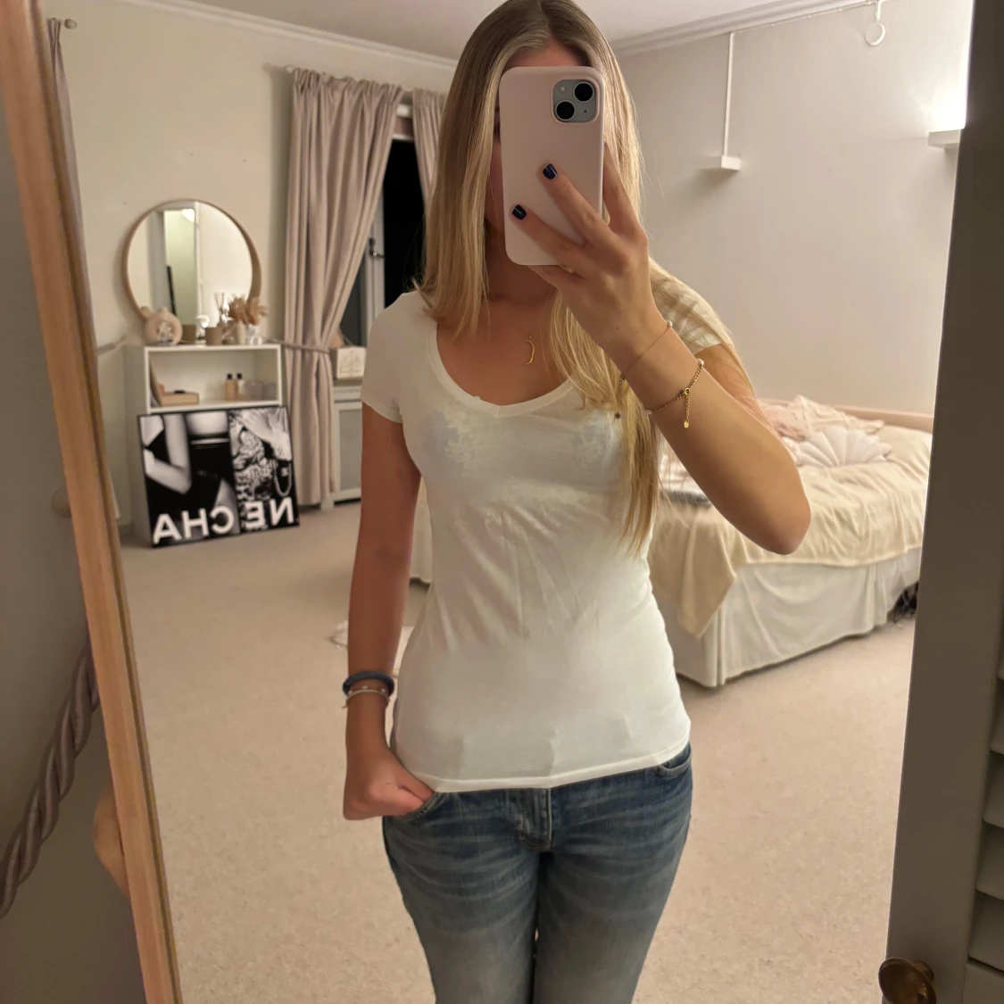 Vit kortärmad topp - 1