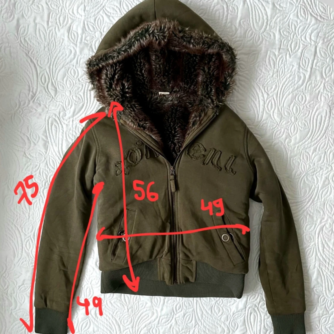 Vintage zipup hoodie med päls - 2