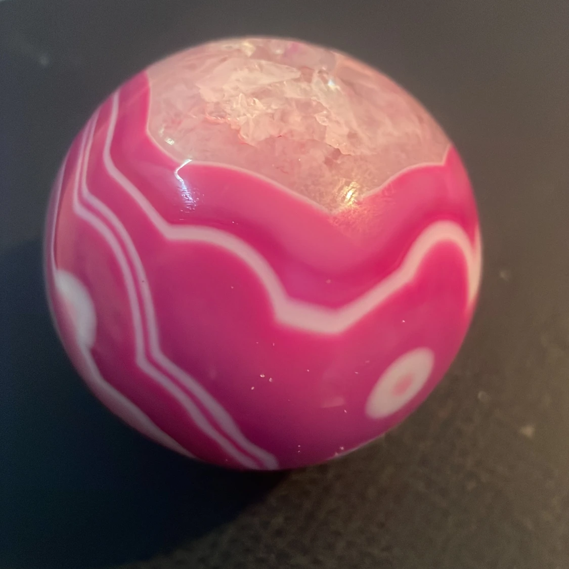 Rosa och vit kristallkula - 1