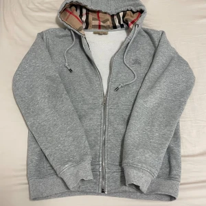 Grå Burrberry hoodie - 8/10 skick inga fläckar eller annat, strlk S men passar XS också