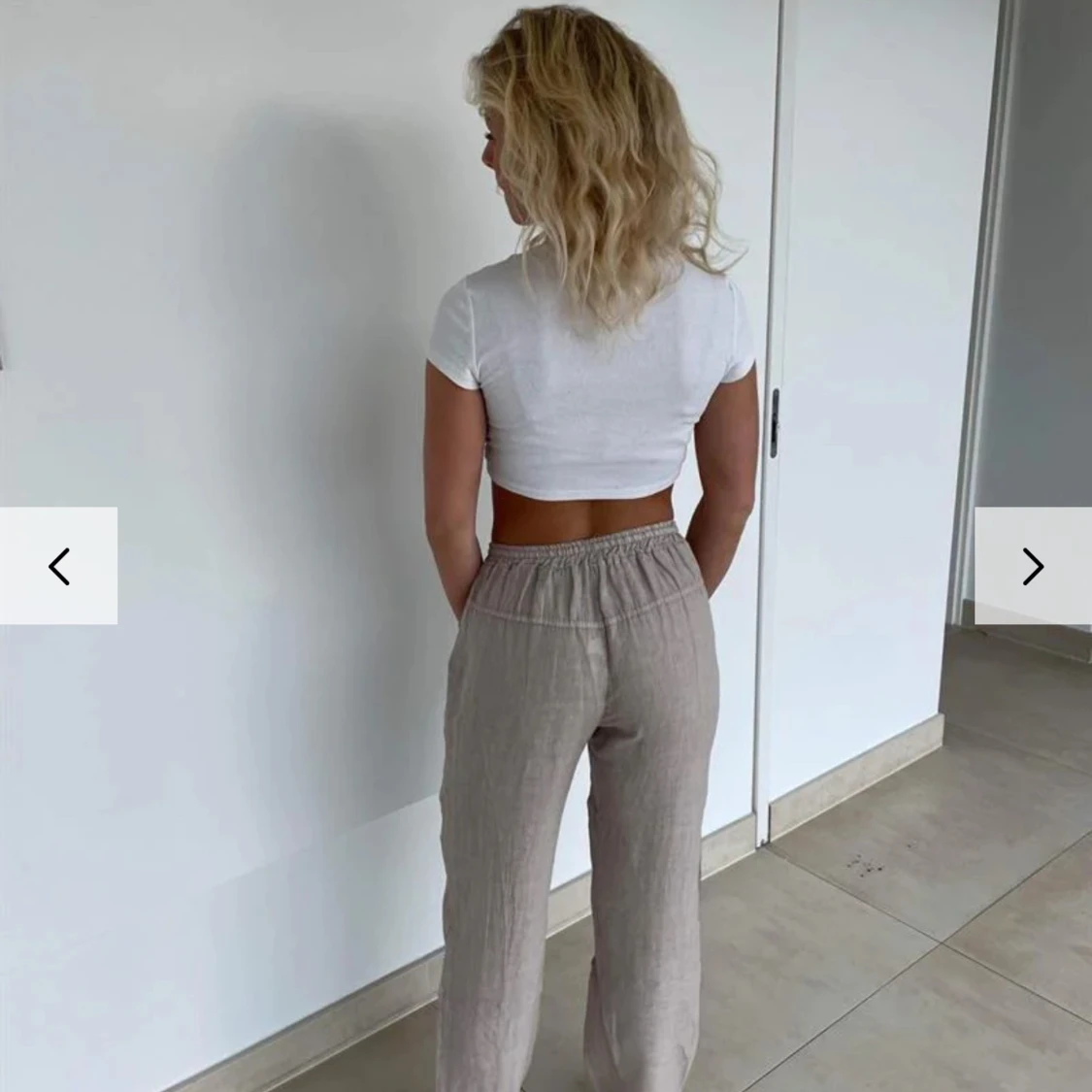 Beige linnebyxor  - 91