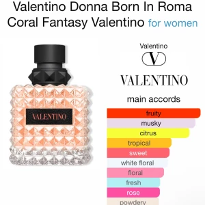 Valentino Donna Born In Roma Coral Fantasy - Valentino Donna Born In Roma Coral Fantasy, en lyxig parfym för kvinnor. Doften är fruktig med inslag av citrus och blommor, vilket ger en exotisk och söt känsla. Perfekt för den som vill ha en unik och minnesvärd doftupplevelse. Nästan full ☺️ny pris ligger mellan 1300 - 1500 pris kan diskuteras