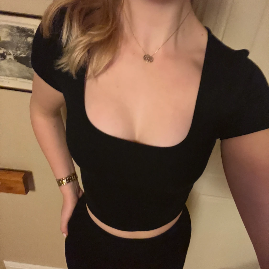 Svart croppad topp - 90