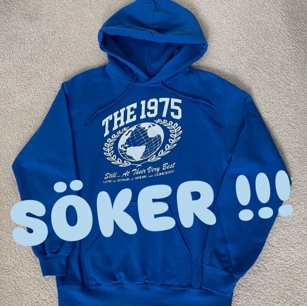 söker desperat efter en blå 1975 hoodie som på bilden från deras världsturné ! köpte en när jag va på deras konsert men den har blivit förstörd o de va min favorit så vill verkligen hitta en ny :( om någon har en likadan hoodie som på bilden i storlek L eller större snälla hör av er till mig ! ÄR VILLIG ATT BETALA 1000kr !!! . Hoodies.