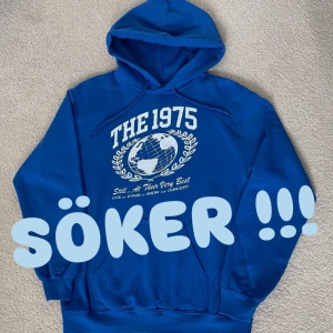 SÖKER !!! the 1975 hoodie ! betalar 1000kr - söker desperat efter en blå 1975 hoodie som på bilden från deras världsturné ! köpte en när jag va på deras konsert men den har blivit förstörd o de va min favorit så vill verkligen hitta en ny :( om någon har en likadan hoodie som på bilden i storlek L eller större snälla hör av er till mig ! ÄR VILLIG ATT BETALA 1000kr !!! 
