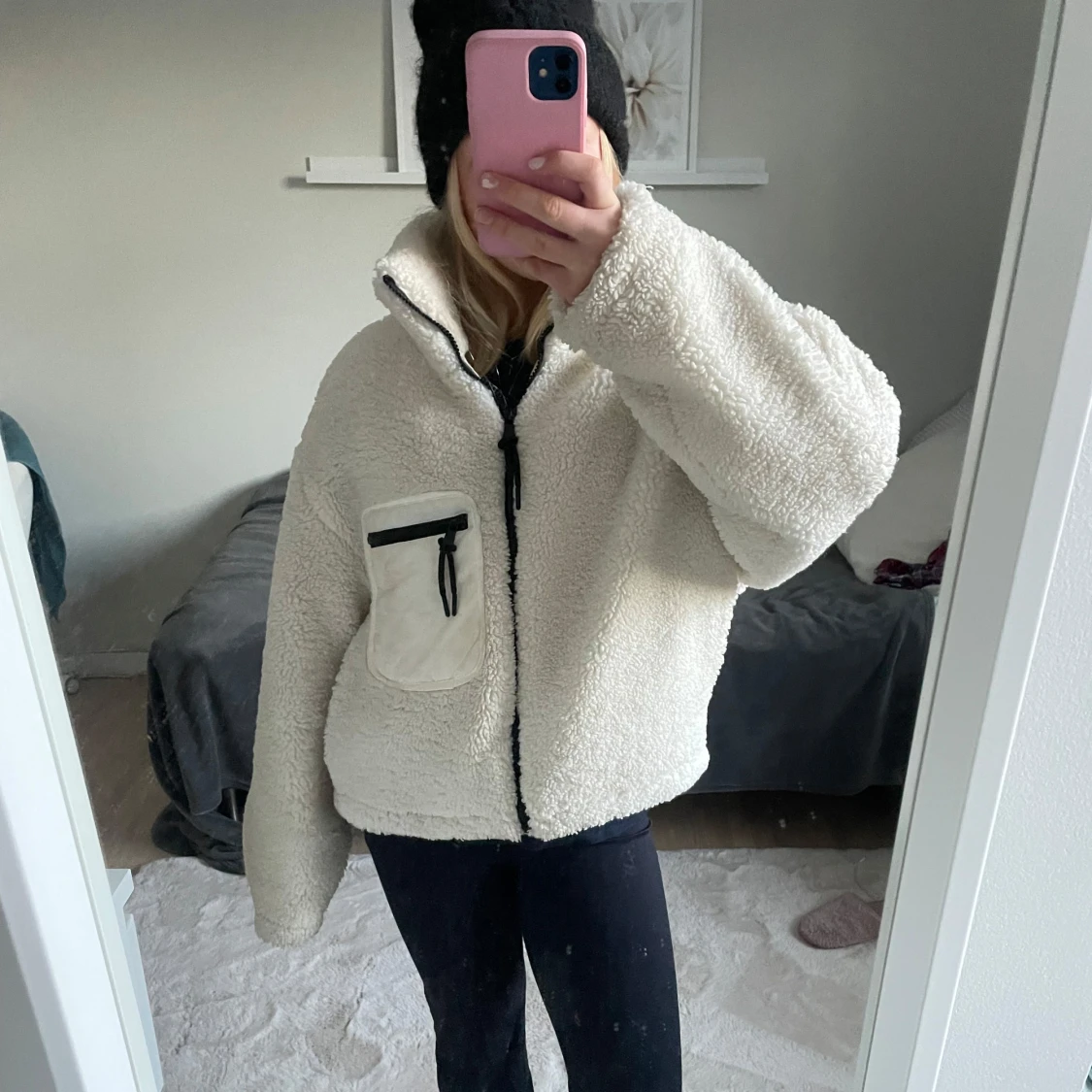 Vit teddyjacka  - 90