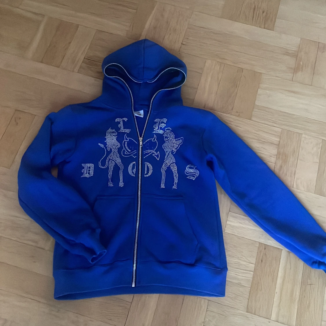 Rhinestone tröja zip Hoodie  - 90