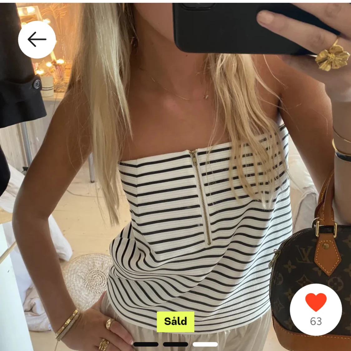 Randig axelbandslös topp - 2