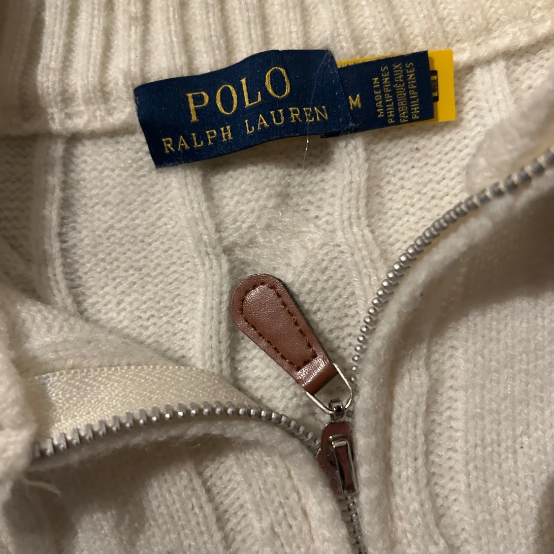 Vit cabelstickad halv zip från Ralph Lauren - 2