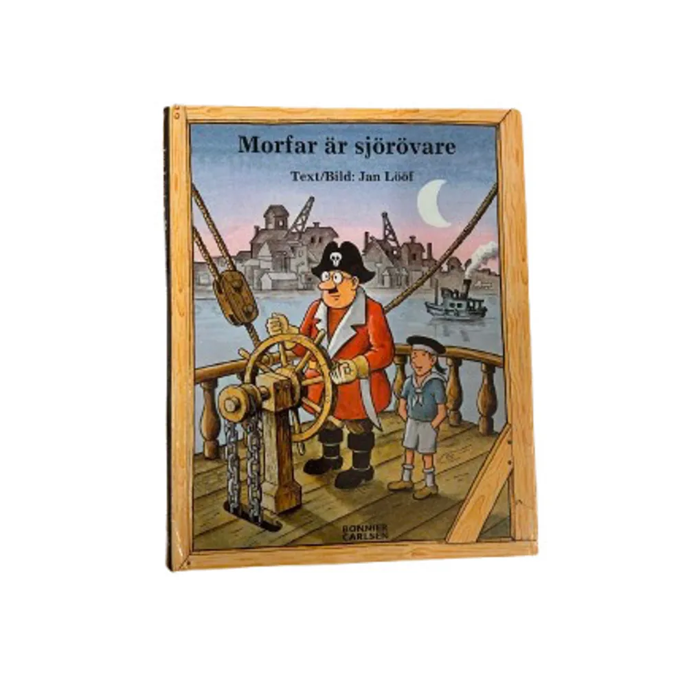 En charmig barnbok av Jan Lööf där morfar är en sjörövare. Boken har en färgglad och detaljrik illustration på omslaget med en sjörövare och ett barn på ett skepp. Perfekt för barn som älskar äventyr och pirater!. Böcker.