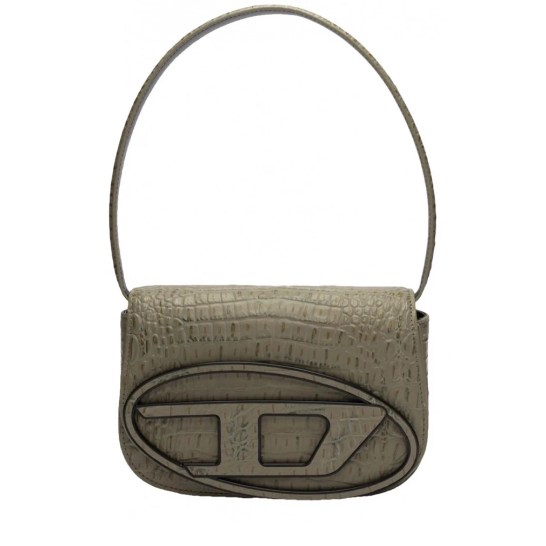 DIESEL Olivgrön axelväska med krokodilmönster