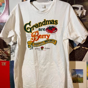 Single stitch vintage tshirt  - Säljer en vit t-shirt med ett färgglatt tryck som säger 'Grandmas are Berry Special People'. Perfekt för dig som gillar o ha plagg som ingen annan har, otroligt snygg motiv som inte alla kan använda. Alla kommer inte fatta visionen 