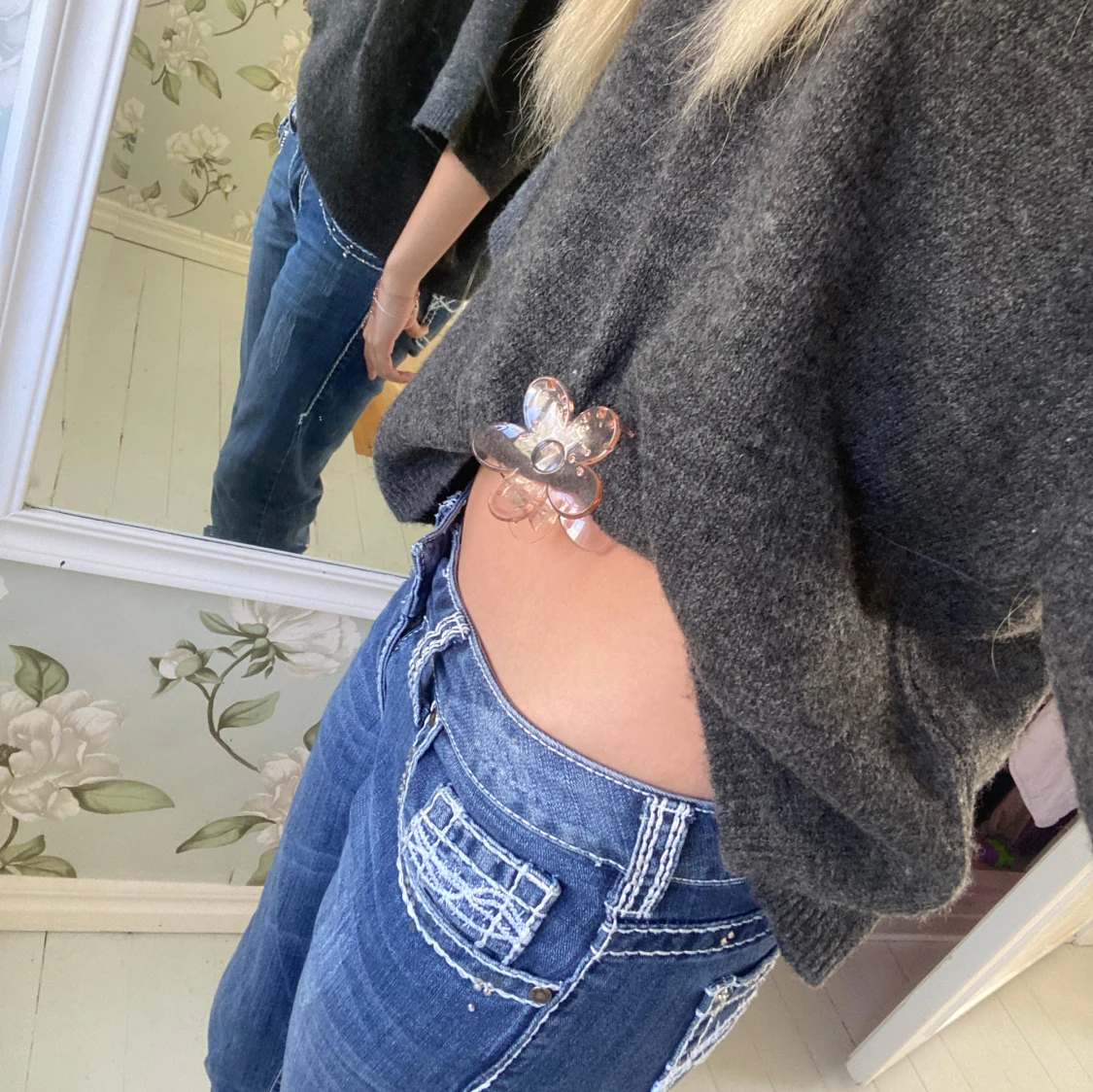 lågmidjade bootcut jeans - 92