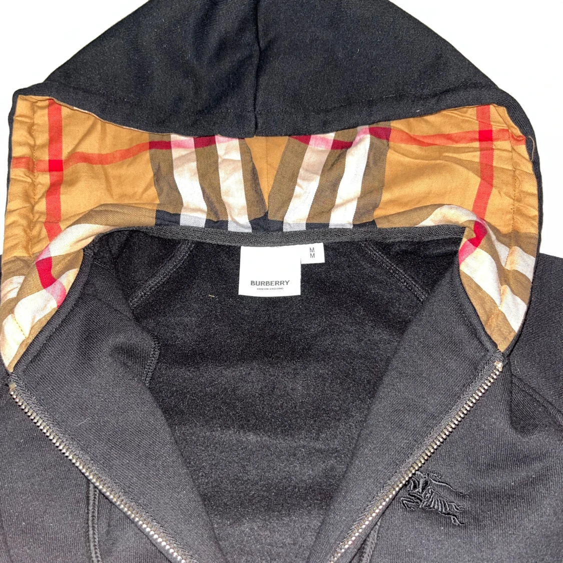Svart burberry zip hoodie - 1