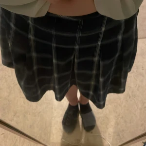 Blå rutig kjol från Divided - Säljer en blå rutig kjol från Divided. Kjolen har en dragkedja på sidan och är perfekt för en stilren look. Den är kort och har en klassisk passform.