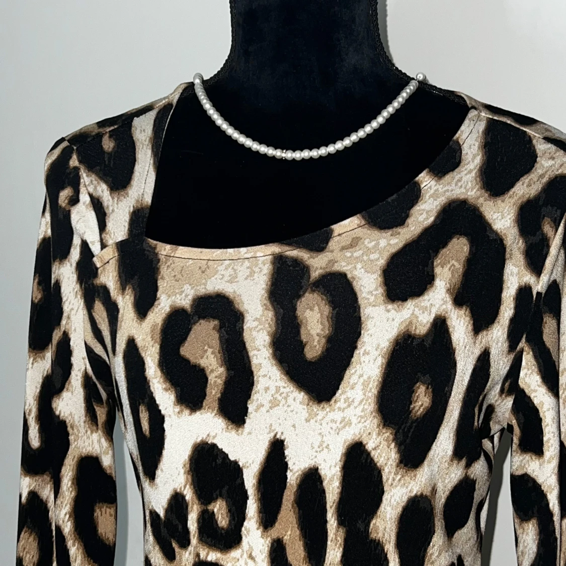 Leopardmönstrad långärmad topp - 2