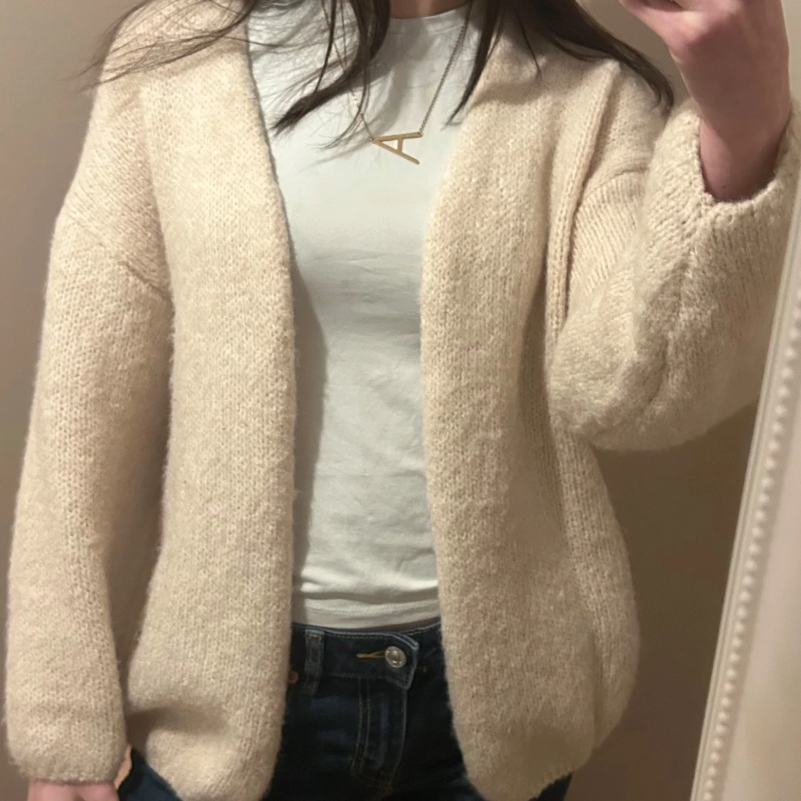 Beige stickad kofta - 3