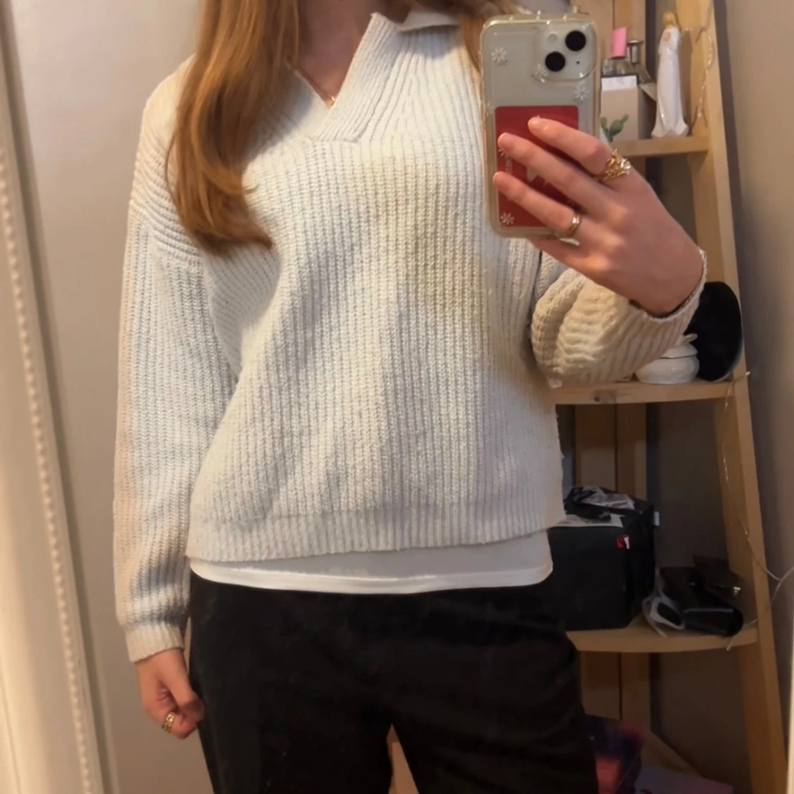 Vit stickad tröja 🤍 - 90