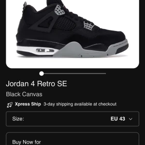Jordan 4 black canvas - Ett par riktigt feta Jordan 4. Rätt slitna i hälen och slit på resten av skon 7/10 skick. Köpta från stockx dock var det ett tag sen så har inte lådan eller taggen. Riktigt feta och pris kan diskuteras