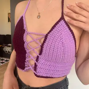Handmade crochet crop top. 100% acrylic so perfect for the summer time! Adjustable straps and back. Fits sizes XS-M. Can be made for order in different colours.