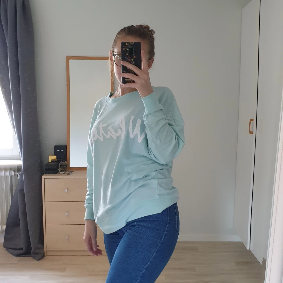 Mintgrönt tröja med tryck - 91