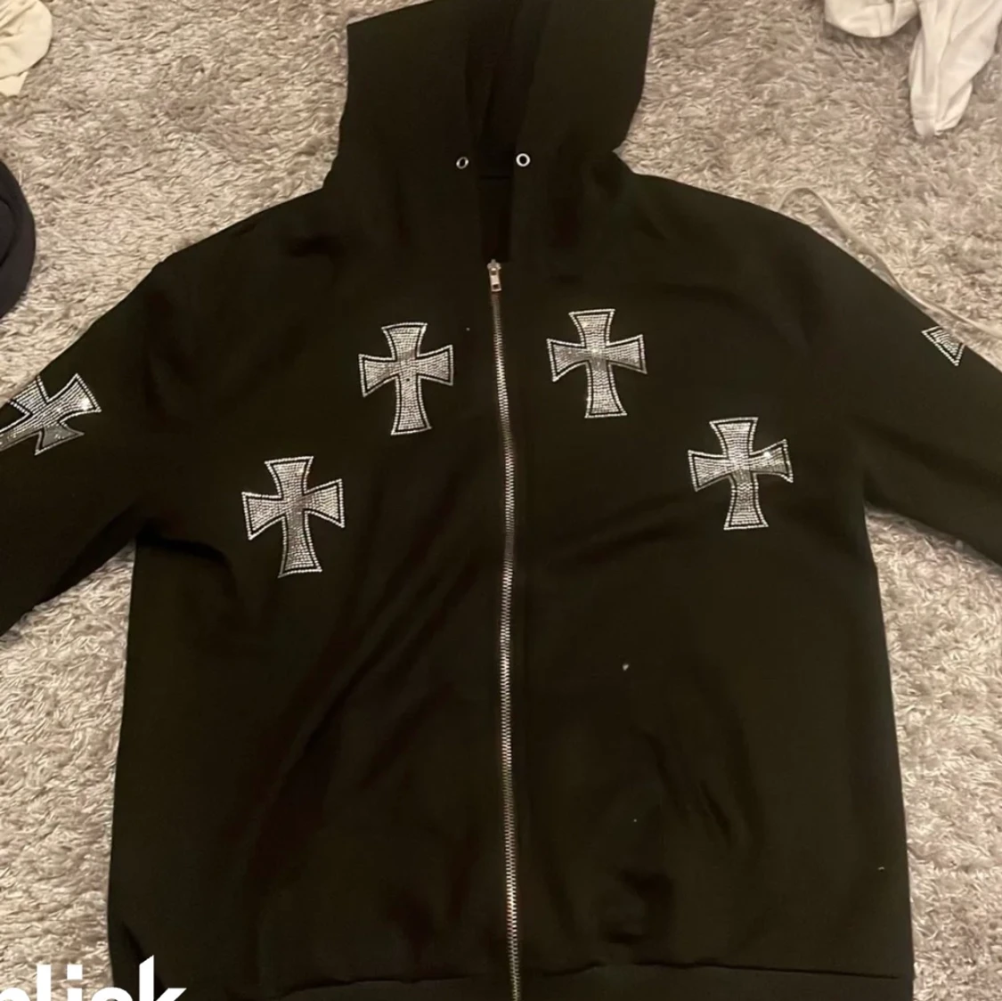 Fin zipup hoodie med kors - 91