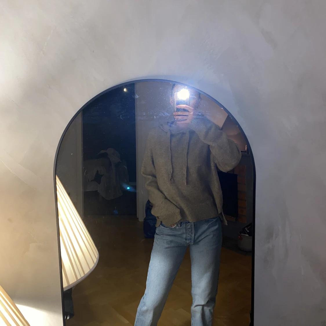 Stickad hoodie  - 90