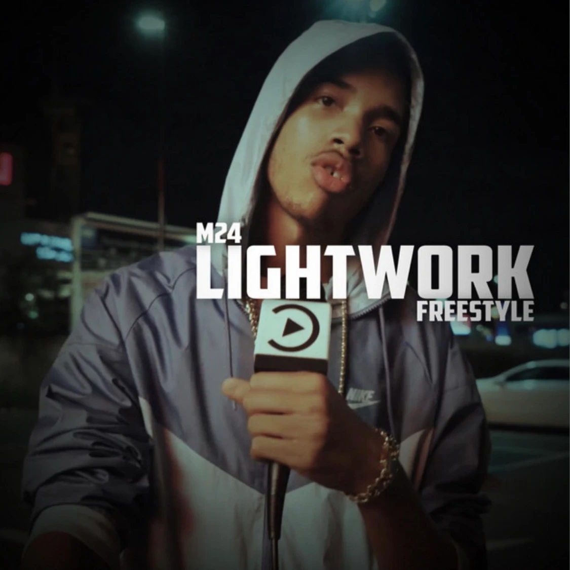 Klassisk vit/grå Nike windbreaker i storlek M - 91